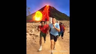 speed and ronaldo escape from a volcano#ishowspeed  #ai  #ronaldo  #volcano