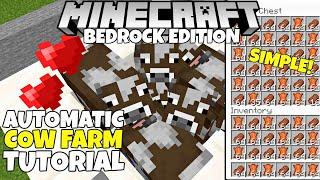 Minecraft Bedrock: AUTOMATIC COW FARM! Cheap & Easy Tutorial! MCPE Xbox PC Ps4