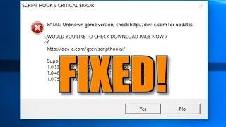 Gta 5 Script Hook V Critical Error Fix - WITHOUT Scripthook Update! *UPDATED & WORKING 12/12/2019*