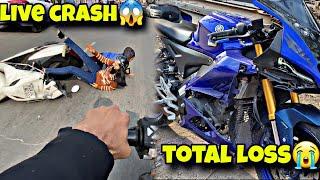 Live crash | bike total loss #viral #crash #foryou #r15
