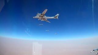 Пуск бомбардировщиками Ту-95МС крылатых ракет Х-101 по объектам ИГИЛ в Сирии