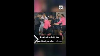 Turkish football club president punches referee