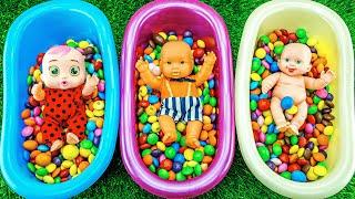 Satisfying Video | Mixing rainbow candy glitter ball in 3 bathtub cutting slime | ASMR # 67