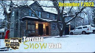 Toronto Snow walk on December 7 2023 in Hill Crescent neighbourhood (4k video walk)