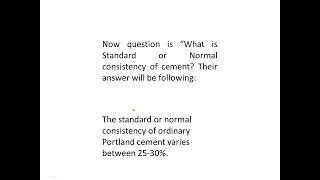 NORMAL CONSISTENCY OF CEMENT