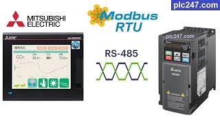 Mitsubishi HMI "Modbus RTU" Delta MS300 Tutorial