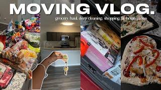 MOVING VLOG 001 | moving into my first apartment, deep cleaning, grocery haul, shopping, settling in