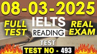 IELTS Reading Test 2025 with Answers | 08.03.2025 | Test No - 493