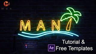 Neon Light Text animation || Tutorial & Free After Effects Templates