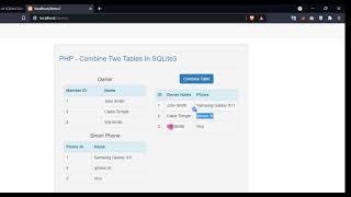 Combining Two Tables of SQLite3 Database in PHP Tutorial Demo