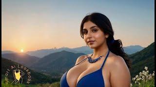 [4K] Real Indian AI Art Lookbook – Sunset Glamour in the Hills