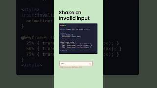 Invalid input shake animation using HTML CSS #webdesign #webdevelopment #htmldesign #coding #shorts