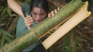 190 DAY SOLO OVERNIGHT CAMPING IN THE RAIN FOREST - RELAXING IN THE TENT WITH THE SATISFYING SOUND