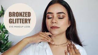 Bronze Eye Makeup | Glittery Smokey Eye Makeup for HOODED EYES | Beautikaaholic