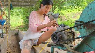 Repair girl - repair beauty with skillful hands repairing and maintaining machines- mechanical girl