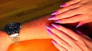 ASMR | Fast hard arm scratching with long purple and pink nails!