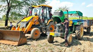 JCB 3DX Machine Fully Loading Mud in John Deere 5310 4WD Tractor | Jcb mud loading tractor trolley |