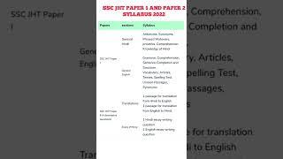 ssc junior hindi translator syllabus 2022 / ssc jht syllabus / ssc jht syllabus 2022 / #sscjht