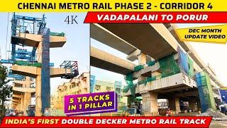 Chennai Metro Rail Corridor 4 | Double Decker Metro Vadapalani to Porur 4K Namma Chennai 2.0 Latest