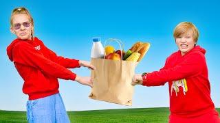 Amelia, Avelina and Akim do Grocery Shopping for Dad