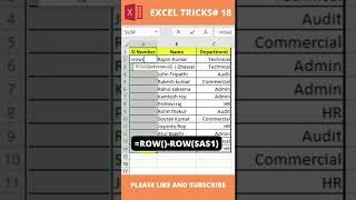 How to update serial number automatically in excel #shorts