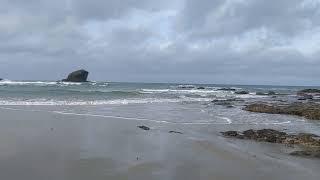 Winter walk along Portreath Beach, Cornwall