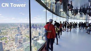 Toronto CN TOWER Inside Walk Around Viewing Deck, Glass Floor and CN Tower restaurant