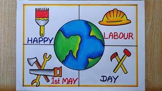 World Labour Day Very easy Poster Drawing,1st May| International Labour day drawing easy|Easy poster
