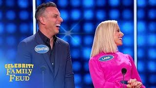 Sebastian Maniscalco's father-in-law cracks up Steve Harvey! | Celebrity Family Feud