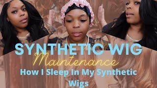 SYNTHETIC WIG NIGHT TIME ROUTINE // Synthetic wig hack you need!!!