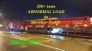 Over 500t ABNORMAL LOAD traveling through Merthyr Tydfil. Largest movement in history of Welsh roads