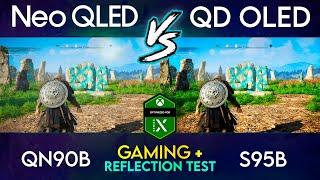 Samsung S95B OLED vs QN90B Neo QLED | Gaming & Reflection TV Comparison