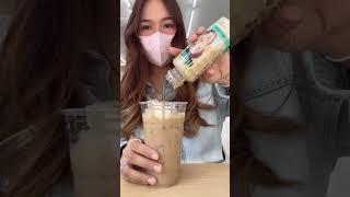 making the viral ice cream latte hack ️korean convenience store drinks #ASMR #shorts