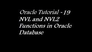 NVL and NVL2 Functions in Oracle Database