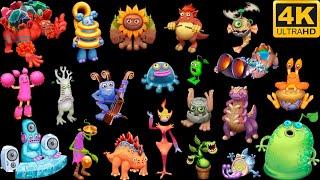 Space Island - All Monster Sounds and Animations (My Singing Monsters: Dawn of Fire) 4k