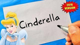 Disney Princess - How To Turn Words CINDERELLA into Cartoon - Theakashcreations