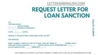 Request Letter for Loan Sanction Letter - Sample Letter to Bank for Issuance of Loan Sanction Letter