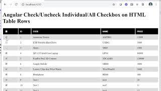 Angular Check/Uncheck Individual/All Checkbox on HTML Table Rows