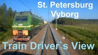 С. Петербург - Выборг из кабины машиниста / St. Peterburg - Vyborg Train driver`s view