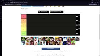 ANIME WARRIORS TIERLIST (CHECK DESCRIPTION)
