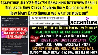 Accenture Remaining Interview Result Declared | Bad News, Started Sending Only Rejection Mail Update