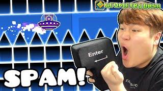 Playing Geometry Dash with BIG ENTER KEY! [#3] | Recent levels: SPAM CHALLENGES