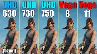 UHD 630 vs. UHD 730 vs. UHD 750 vs. Vega 8 vs. Vega 11 | Fortnite