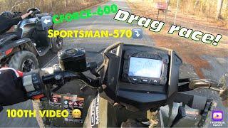 Polaris sportsman-570 VS CfMoto Cforce-600 drag race! (100th video)