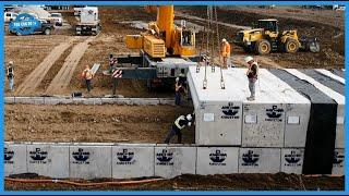 HUGE PRE-CAST CONCRETE PANELS: Production Machines & Installation Process. Aluminum Forming System