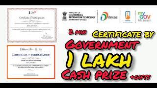 Free online quiz certificate by government | cash prize | National