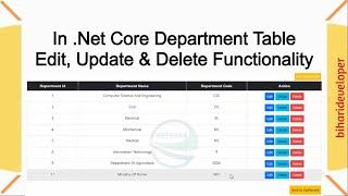 CRUD Operation In Asp.Net Core Edit, Update, And Delete Operation #aspdotnetcore  #biharideveloper