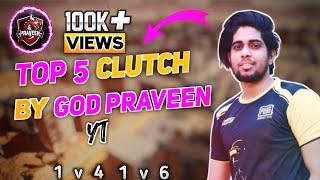 Top 5 Clutch By GoDPraveen Yt Pubg Mobile Lite | Knight Gaming