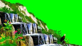 Mountain waterfall green screen | Waterfall green screen effect | Green screen waterfall