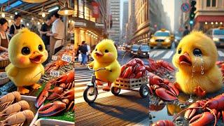 The lobsters that the little yellow duck had saved up for a long time all fell to the ground.